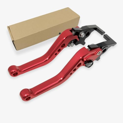 1 paio di leve del freno per moto, universali, regolabili, in alluminio, a doppio disco, per la maggior parte delle moto e scooter elettrici (rosso)