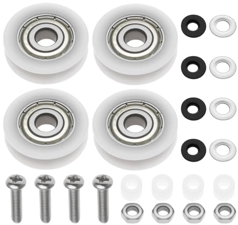 ECSiNG Lot de 4 Roues de Porte Coulissante de Serre 21 Mm Kit de Remplacement en Nylon avec Boulons Et écrous Rouleaux de Porte de Douche Remplacement de Rouleau en Verre