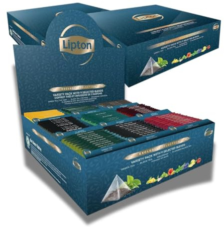 Lipton - 2 Coffrets Exclusive Collection, Coffret Thés et Infusions, 9 Goûts Différents, Vitalité, Certifié Rainforest Alliance, Lot de 2x108 Sachets