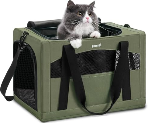 pecute Cat Carrier Stable, Pet Carriers Breathable and Portable, Cat Carriers Bag with Scientific Hidden Partition, Carriers for Cat Under 5kg, Dog Carrier Suitable for Travel and Outing, Green