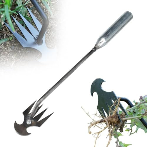 Zappe da Giardino per Diserbo, Sarchiatore Manuale con Manico, Attrezzi per Diserbo, Earchiatore per Erbacce Professionale, Estirpatore Erbacce orto, Estirpatore Erbacce Manuale (Argento 27CM)