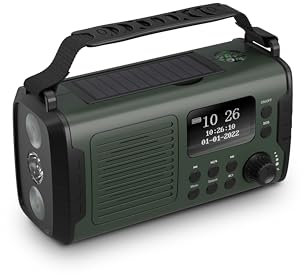 20000mAh Radio A Manovella DAB+ FM, Radios Emergenza Solare Bluetooth Con Sveglia, Allarme Di Emergenza Sos, Torcia E Luce Di Lettura, Torcia A Led (Verde)