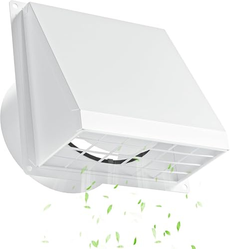 Hon&Guan Grille Aeration 100mm Blanc en Acier Galvanisé – Clapet Anti-Retour Intégré & Protection Anti-Insectes, Sortie Murale Extérieure pour Sèche-linge, Cuisine, Salle de Bain, VMC