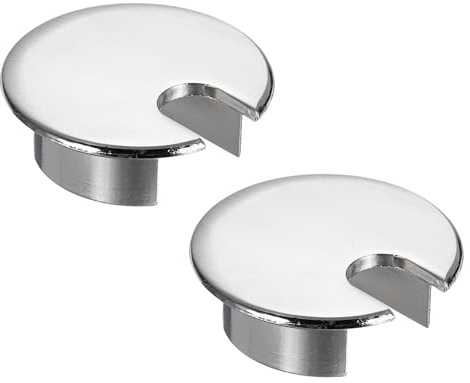 QUARKZMAN 2 st skrivbordskort, 1,4 tum, zink legering runda kontorshålshålsskydd kabelkabelorganisatör för hem kontor dator bordskablar, 35 mm, silver