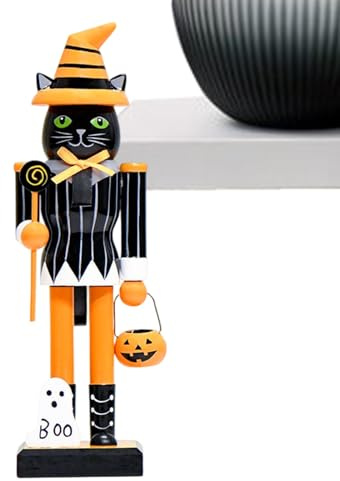 Figura de soldado Cascanueces de Halloween | Figuras de Cascanueces de madera pintadas a mano, decoración coleccionable de madera pintada a mano para estante, centro de mesa, repisa, exhibición, temát