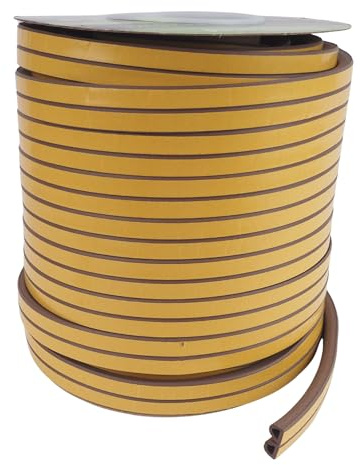 BAUSTER Bande d'étanchéité 50 m pour portes et fenêtres, joint de porte autocollant 12 x 10 mm, joint de fenêtre en mousse en caoutchouc, boudin de porte, isolation phonique, isolation thermique