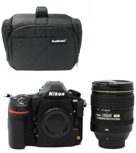 KamKorda Camera Bag + D850 DSLR Camera + AF-S NIKKOR 24-120mm f/4G ED VR Lens, 45.7MP FX-Format BSI CMOS Sensor, EXPEED 5 Image Processor, 3.2 Tilting Touchscreen LCD