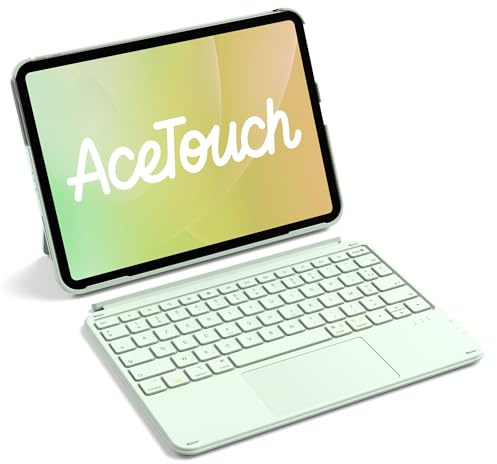 Inateck Coque Clavier pour iPad 11e/10e Gén, pour iPad 10e (10,9)/11e (2025 A16), Air 11 M4/M3/M2, Air 6/5/4e, Pro 11 4e-1re, Clavier Ultraléger Détachable avec Pavé Tactile, Verts AceTouch