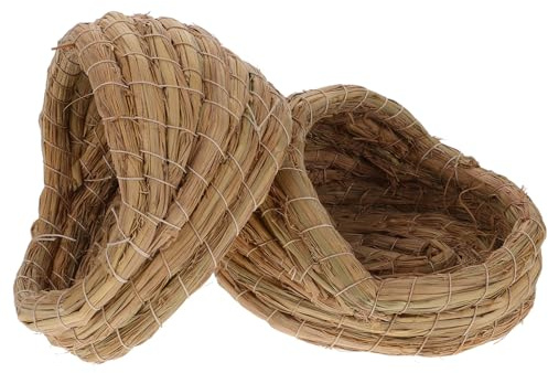 KESYOO Nido Intrecciato per Deposizione Galline 2 Pezzi in Paglia Naturale a Forma di Pantofola, Letto per Dormire Polli di Tutte Le Taglie, Cuccia per Animali Domestici,