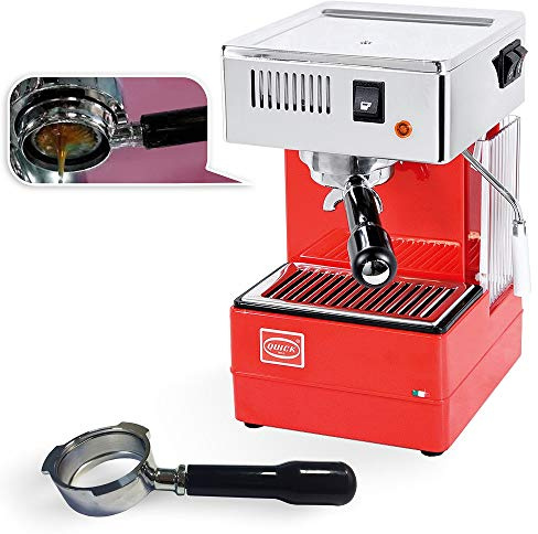 Quick Mill 0820 Rot Espressomaschine Made in Italy,Siebträger Espressomaschine Special Special mit Bodenloser Siebträger und std Siebträger