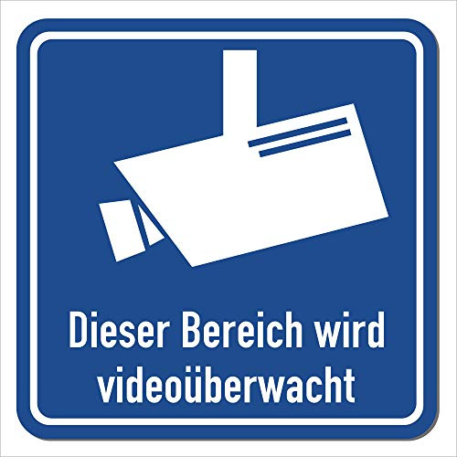 Magnetschild Bereich wird videoüberwacht | Schild magnetisch mit Piktogramm nach DIN 33450 | Wetterfest - Geeignet für Innen/Außen (15 x 15 cm)