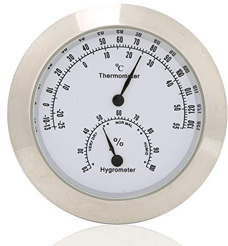 Bnineteenteam Round Thermometer Hygrometer Humidity Temperature Meter for Violin Guitar Instrument Care(Silver) Analog Hygrometer Performance Accessory Musical Instrument Accessories