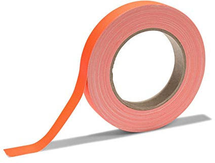 Tygband Gaffa, neonfärgad tejp av PE-belagt tyg, starkt självhäftande gaffétejp med naturgummi, bredd 19 mm x längd 25 m, 0,36 mm tjock, matt neonorange