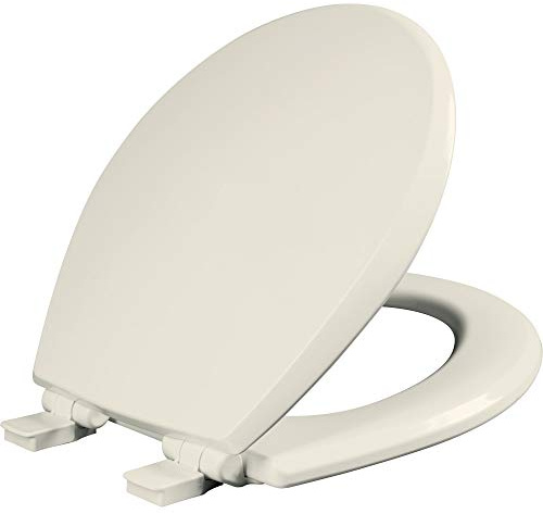 Mayfair Cassel Slow Close Toilet Seat, Easy Clean, Non Slip Premium Wood Seat, Easy Install, Made in USA, Round, Biscuit