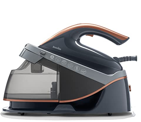 Breville PRESSXPRESS 2600W Ferro da Stiro con Caldaia, Piastra Multidirezionale in Ceramica, Colpo Vapore 245 g, Getto Vapore Verticale 115g/min, Pressione 6 Bar, Tecnologia PerfectTEMP, Nero