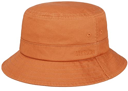 Stetson Organic Cotton Hut mit UV-Schutz Damen Herren 100% Bio-Baumwolle Knitterfrei Nachhaltig Bucket Hat Packable Anglerhut Frühjahr Sommer orange L (58-59 cm)