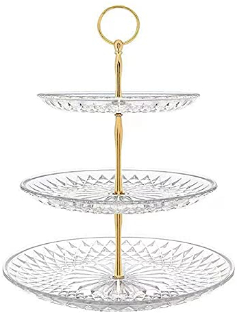 Wagoodter Alzata per dessert 3 livelli Alzata per cupcake Espositore per caramelle per frutta per la decorazione della festa del tè di compleanno di casa di nozze (Trasparente)