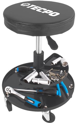 TECPO Taburete de taller con ruedas (135 kg, con bandeja para herramientas)