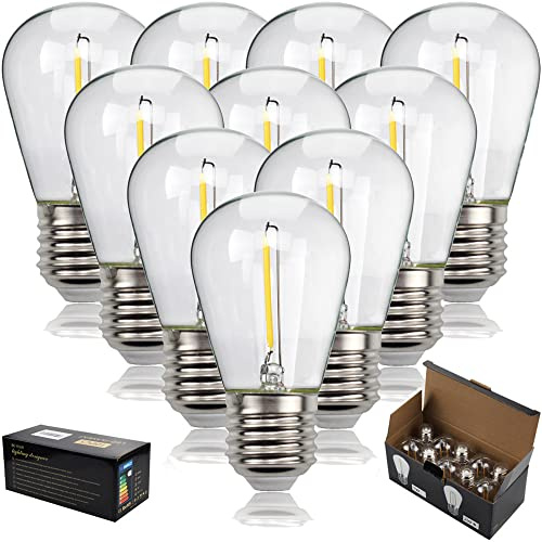 Tianfan S14 Vintage Edison Bulb String Light Bulbs, 10-Pack with 100lm Warm White Decorative Edison Led Bulbs 1W 220-240V E27