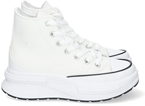 Zapatilla Abotinada para Mujer, Comoda, Material de Lona, de Plataforma, y Cierre de Cordones, Primavera Verano 2023