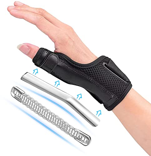 Fasola Thumb Brace Reversible, Thumb Spica Splint for Right & Left Hand, Breathable Thumb & Wrist Support with Two Metal Splint, Trigger Thumb Immobilizer for Arthritis, Tendonitis, Sprains, L