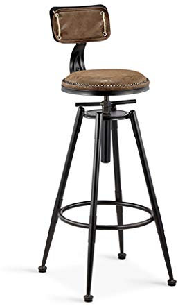 btd Taburete de Bar Retro Americano, Silla de Bar de Hierro, Restaurante de Cocina Taburete Alto Perno de Rotación Refuerzo de Perno Silla de Mostrador de Desayuno para el hogar (Color : Brown) The