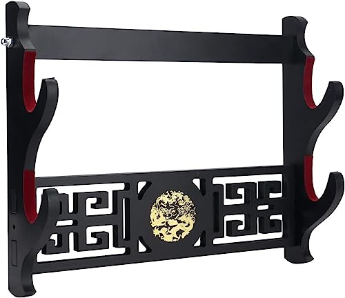 Z-fiber svärdhållare katana väggfäste 2-vägs drake ikon sammet vadderad katanhållare samurajsvärd display hylla vägg ljussabel Wakizashi svärdstativ display hängare