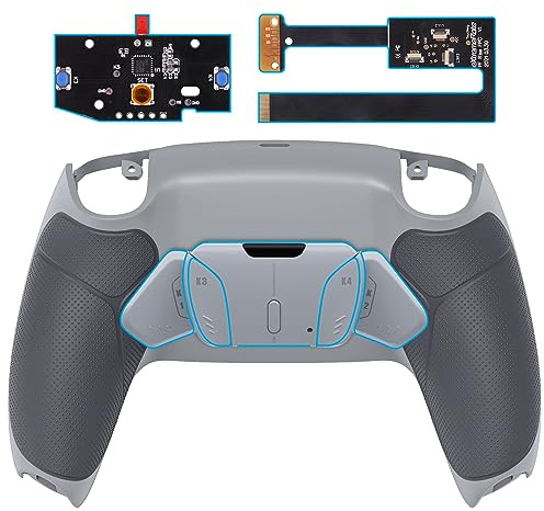 eXtremeRate Programmierbar RISE4 Remap Kit für ps5 Controller BDM-010/020,Remapper Board&Gummierter Griff Rückplate Gehäuse/Case&Rücktasten Back Paddles für ps5-Neue Hoffnung Grau