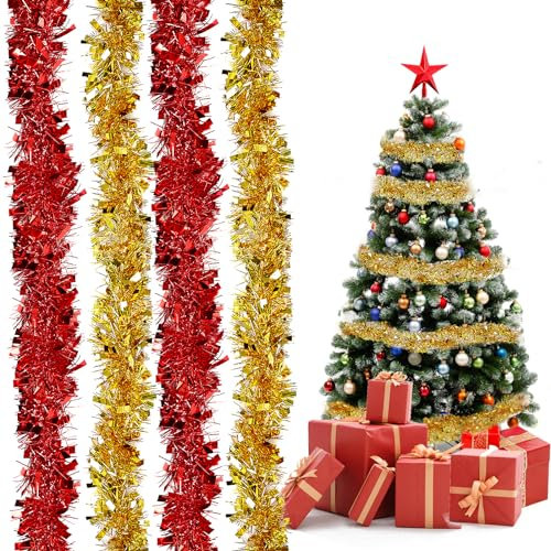 Coicok 4 Pezzi Ghirlanda Albero di Natale, Ghirlanda Orpelli Natalizia, Addobbi Natalizi Natalizie Decorazioni Casa per Casa Interni ed Esterni Fai da Te