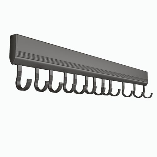 Global-Daily Support mural pour ustensiles de cuisine avec crochets coulissants, rail de suspension autocollant (60 cm)