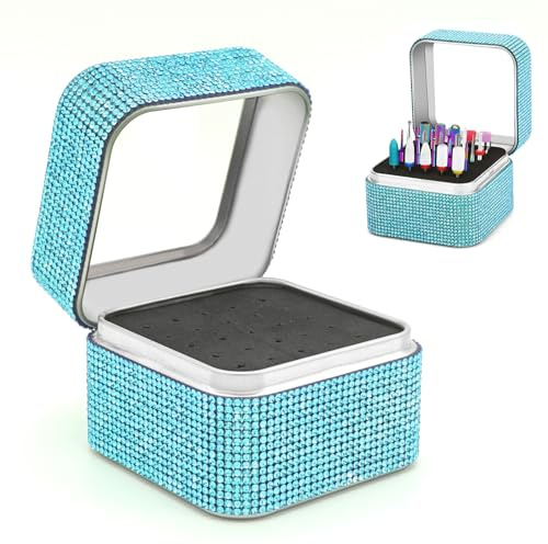 Ankey Nail Drill Bits Holder Case- 25 Holes Dustproof Rhinestone Nail Bits Box Efile Displayer Organizer Container for Manicure Tools