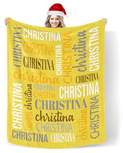 Coperta Yellow Personalized Blanket with Name Coperta Morbida Durevole Coperta di Flanella Confortevole Coperta Divano per Quattro Stagioni Ufficio Camera da Letto 125X150cm
