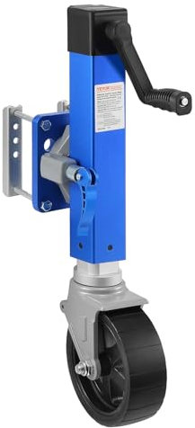 VEVOR Cric per Rimorchio con Ruota per Impieghi Gravosi da 725 kg Cric con Timone per Rimorchio Imbullonato con Maniglia Ergonomica, Ruota Singola, Sollevamento da 254 mm Rimorchio per Uso Generico