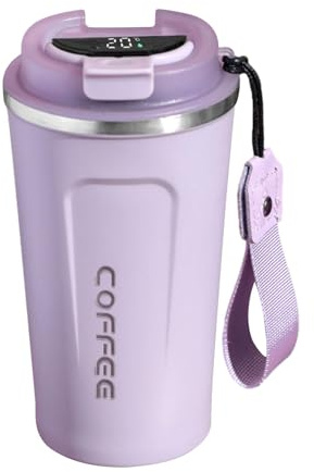 Smart - Termo de 510 ml - Taza de café aislada de acero inoxidable con indicador digital de temperatura táctil | Termo portátil para bebidas calientes y frías, perfecto para camping, oficina y viajes