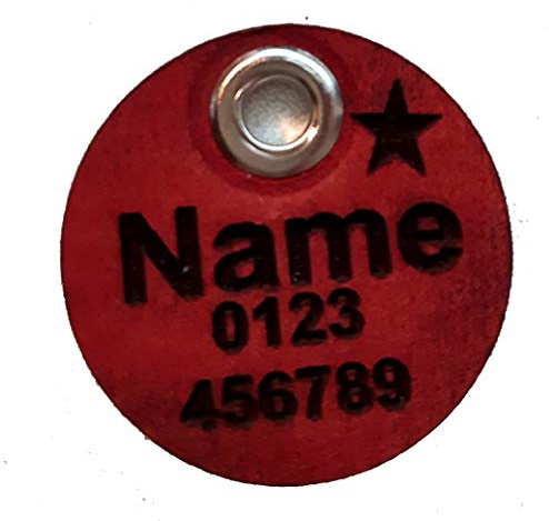 creathi Anhänger fürs Halsband Farbe: rot - Hundemarke/Katzenmarke ECHTES LEDER (Normal (Ø 3cm))