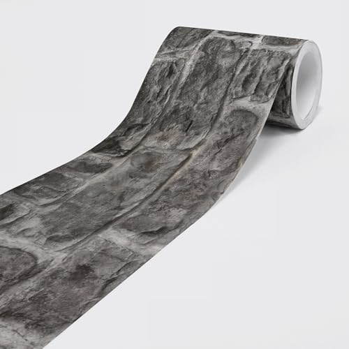 Bordure autocollante - Bordure de papier peint - Bordure murale - Autocollant mural décoratif pour murs, meubles, plafonds, papier peint, portes - Revêtement en pierre I - 5,00 m x 0,15 m par rouleau