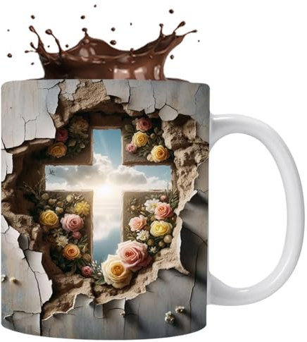 Taza personalizada | Taza de café de cerámica | Patrón de sol | Diseño creativo del espacio de cerámica multiusos | Patrón 3D Hope Sunshine | Bebidas novedosas para decoración del hogar y la cocina