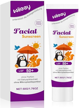 Crema Solare Bambini SPF 50+ - Protezione UV per Pelli Sensibili, Senza Profumo e Microplastiche - Formula Leggera Vegan - Viso e Corpo - 50g