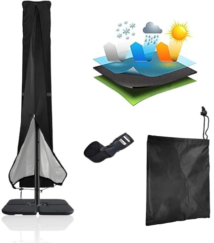 HASLED Housse de Parasol Déporté - 240x57 cm Tissu Oxford 210D - Protection Imperméable et Résistante Noir pour Jardin et Piscine