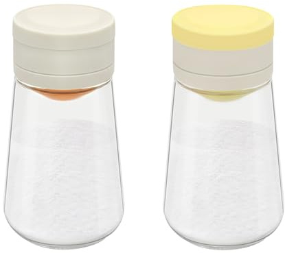 Diakey Lot de 2 salières et poivrières avec couvercle, quantitatif précis, 0,5 g, distributeur d'épices en verre résistant à l'humidité, bouteille d'assaisonnement, récipient de contrôle du sel de