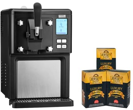 Cooks Professional Luxury Soft Serve Ice Cream Maker | 1.5L | Self-Cooling Compressor | Auto Cleaning | Digital Display | Perfect for Whippy Sundaes & Desserts | Includes 3 x 1L Luxury Jersey Mix