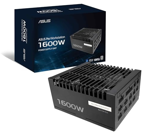 ASUS Pro WS 1600W Platinum Workstation Netzteil | 1600 Watt, bis 2x GeForce RTX 5090 Grafikkarten, ATX 3.1, PCIe 5.1 mit 12V-2x6-Anschlüssen, 80 PLUS Platin zertifiziert