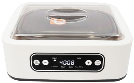 Yogurtera 20W Capacidad 1,6L con 9 Tarros de Cristal de 100 ml, Termostato Ajustable 21-45 ℃, Temporizador de 1-99 Horas, Pantalla LED, Ideal para Yogur Griego y Queso Fresco