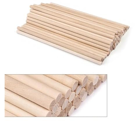 Träpinnar 3-14 mm runda träpinnar för DIY, hantverk i, växelspakar, pinnar, pinnar för att göra kakor (5 x 150 mm-50 st)