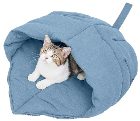 Psdndeww Hojas Cálidas Nido Cueva Cama para Gatos Lavable A Máquina Ropa De Suave Mascotas Bolsa Dormir Escondites Descanso Lugar Decoración del Hogar Cueva Gatos