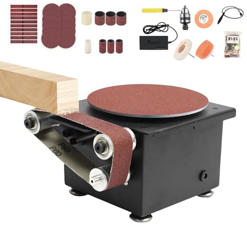 Smerigliatrice da banco e levigatrice a mandrino, 100 W, 8500 giri/min, mini levigatrice a nastro e a disco per legno, metallo e pietra per smerigliatura fai da te
