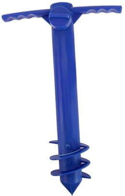 Toyvian Ancoraggio per Ombrellone da Spiaggia 2 Pezzi, Trivella in Plastica Blu Resistente alla Sabbia, Facile da Installare per Protezione Solare e Stabilità all’Aperto