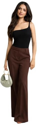 Women’s Wide Leg Office Trouser High Waist Stretchy Smart Casual Workwear Flared Pants