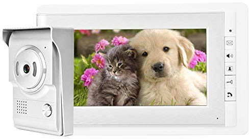 Video Türsprechanlage mit Kamera 7 Zoll Farb HD LCD Gegensprechanlage Nachtsichtkamera mit 90 ° Linse intelligent Video Türklingel Silver(EU)