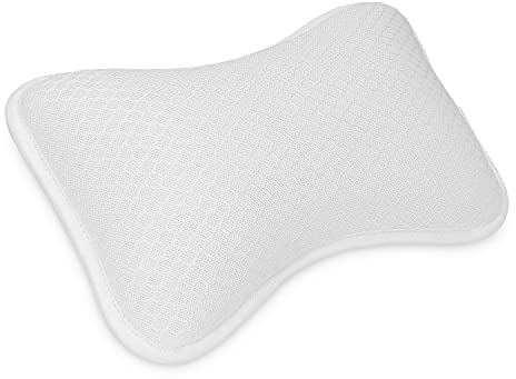 Navaris Cuscino Vasca da Bagno Extra Comfort - Poggiatesta Air Mesh con Ventose - Relax Schiena Spalle Collo - Supporto Piscina Idromassaggio - Bianco